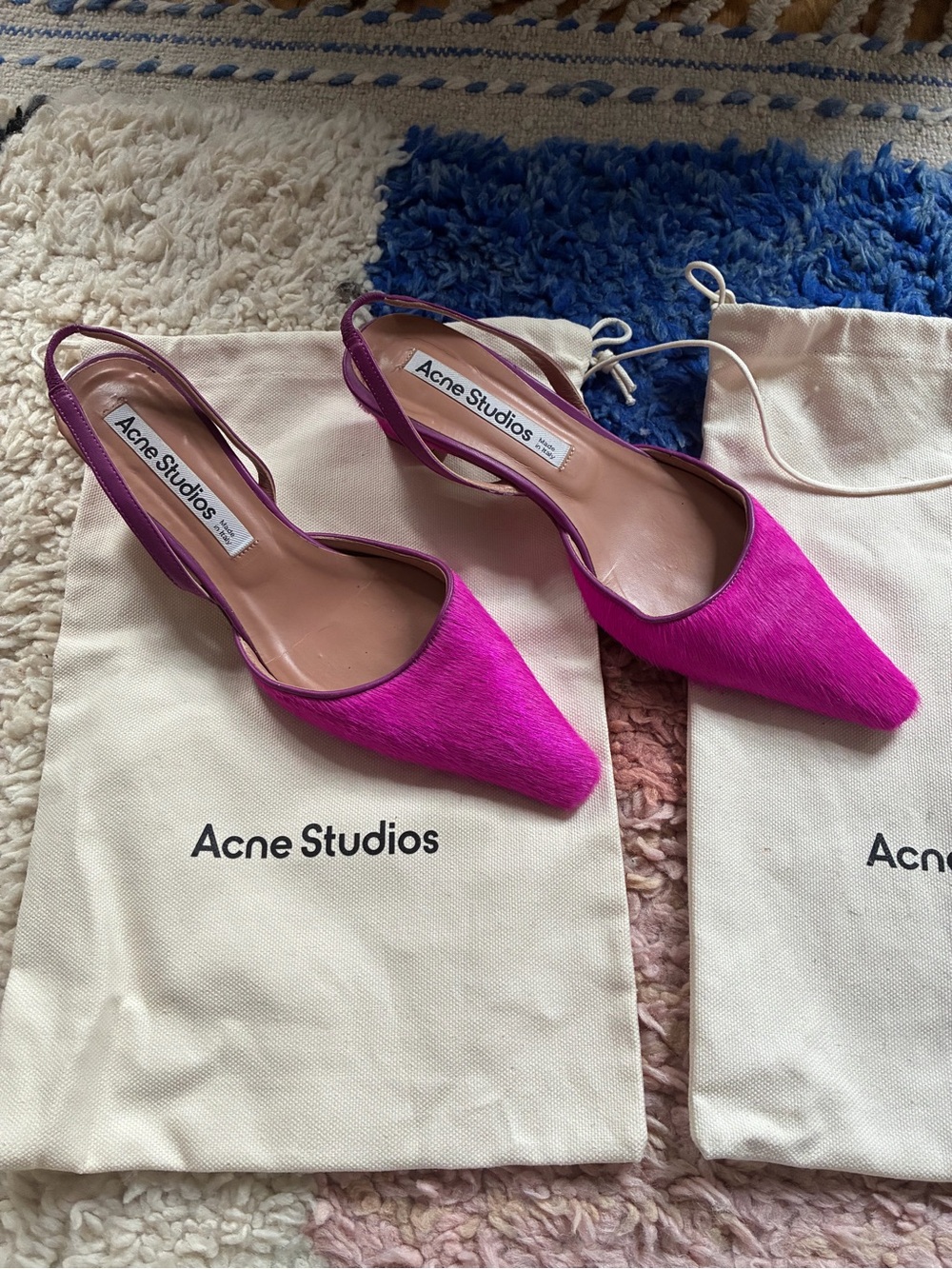 Acne Studios Bright Pink Pointed Slingback Pumps